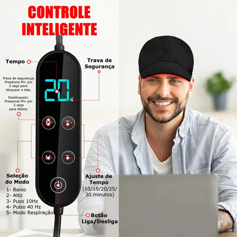 CAPILUS PRO™ Boné de LED Terapia Capilar Profissional